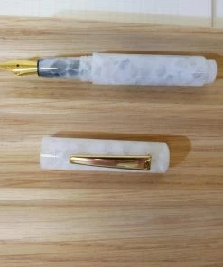 Hightide Stylo Plume Marbre Blanc