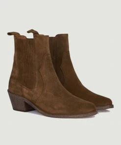 Anthology Paris Tobacco Sofia Suede Leather Boots