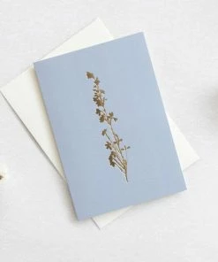 Ola Foiled Heather Print Card Cornflower Blue