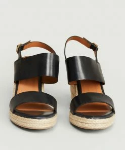 Anthology Paris Navy Barano Leather Wedge Sandals