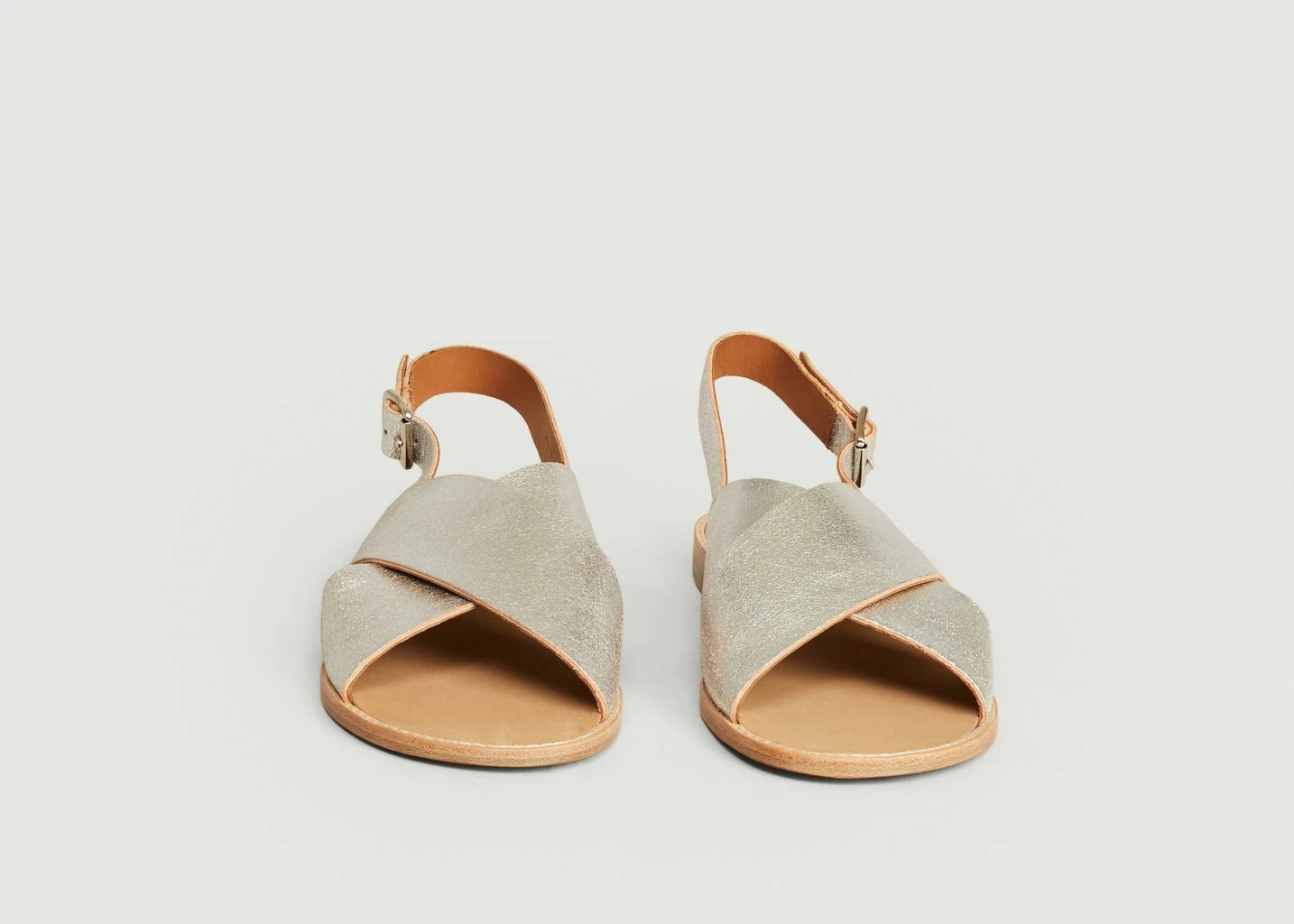 Anthology Paris Silver Birmanie Laminated Leather Sandals 1 Anthology Paris Silver Birmanie Laminated Leather Sandals