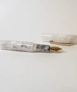 Hightide Stylo Plume Marbre Blanc