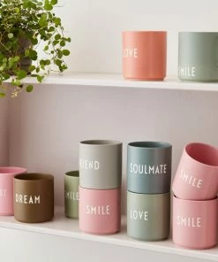 Design Letters Green Favourite Cup with Handle in Smile Print 5 Design Letters Green Favourite Cup with Handle in Smile Print