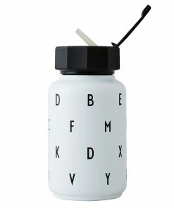 Design Letters Botella Térmica ABC con Pajita - Blanca