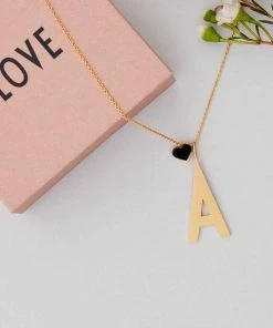 Design Letters Emaille Anhanger Herz Schwarz