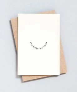 Ola Foil Blocked You Make Me Smile Card - Black On Natural
