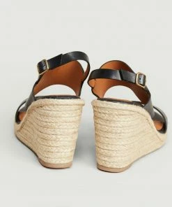 Anthology Paris Navy Barano Leather Wedge Sandals