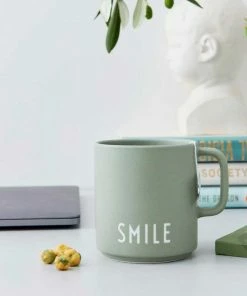 Design Letters Green Favourite Cup with Handle in Smile Print