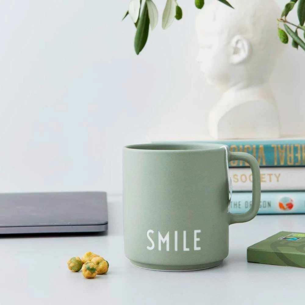 Design Letters Green Favourite Cup with Handle in Smile Print 2 Design Letters Green Favourite Cup with Handle in Smile Print