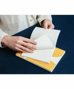 Ola Limited Edition Pocket Layflat Notebook, Blocks Print in Mustard / Plain Pages