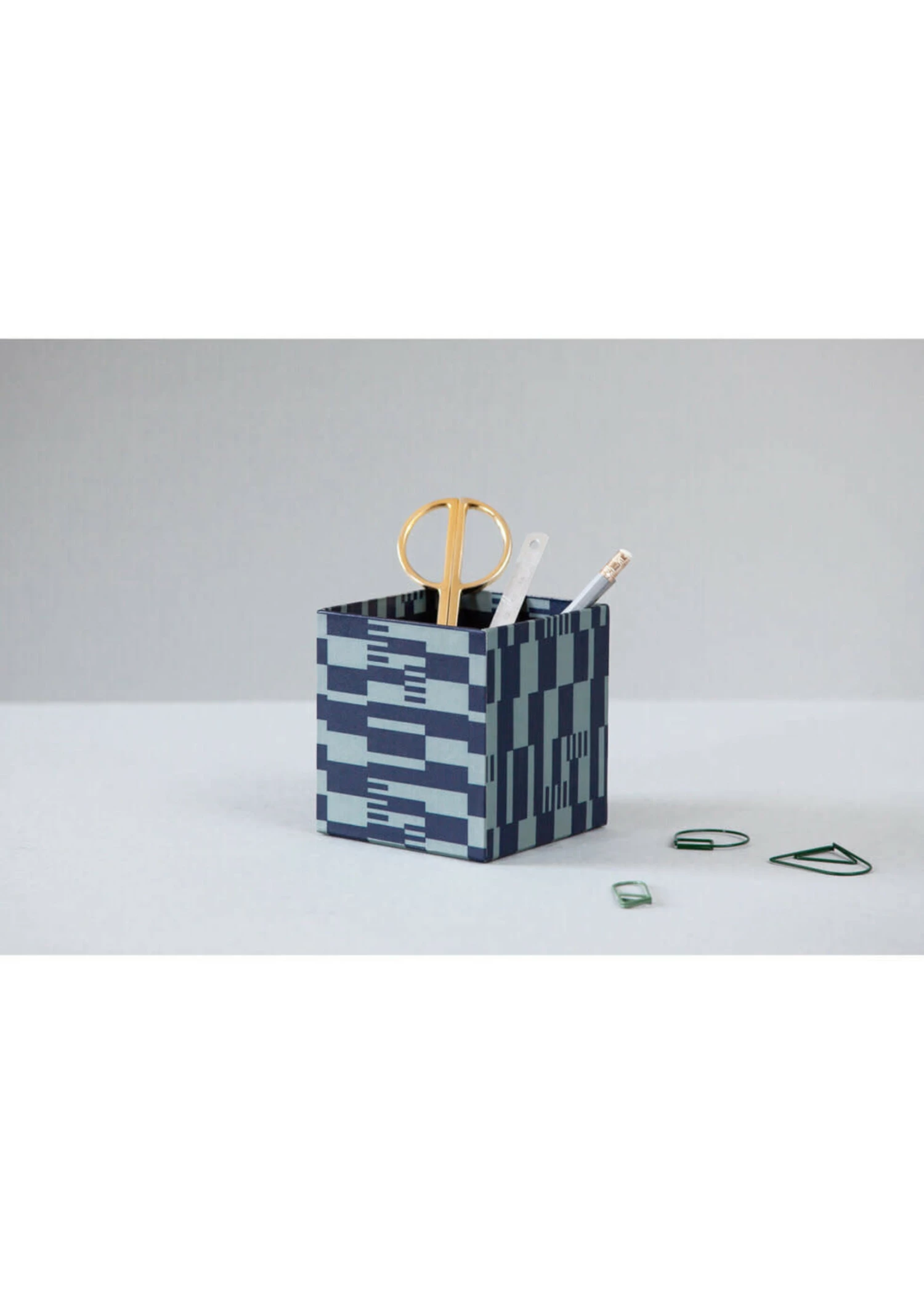 Ola Handmade Pencil Pot | Anni Print in Navy/Green 1 Ola Handmade Pencil Pot | Anni Print in Navy/Green