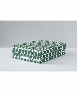 Ola Large Archive Box A4 | Benita Print in Forest Green