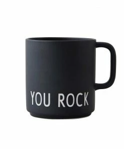 Design Letters Black Favourite Cup with Handle in You Rock Print