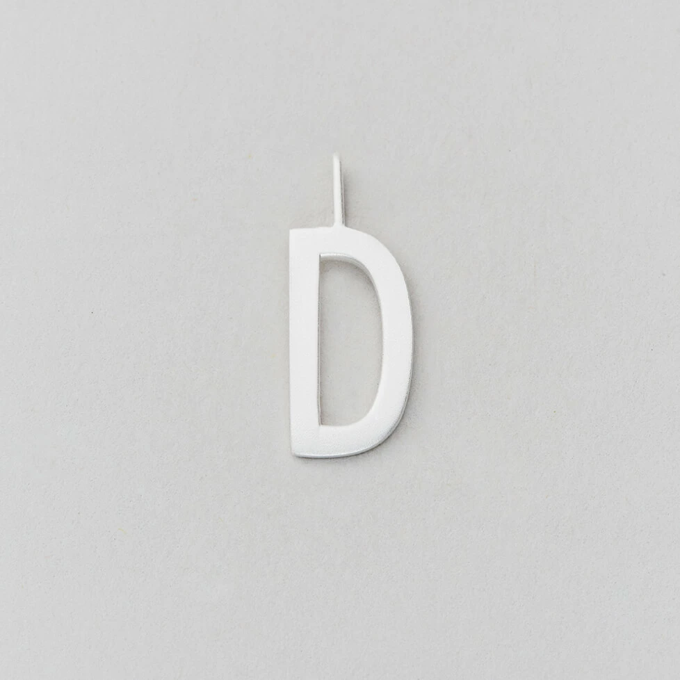 Design Letters 16mm Matt Silver Archetype Initial Charm 4 Design Letters 16mm Matt Silver Archetype Initial Charm