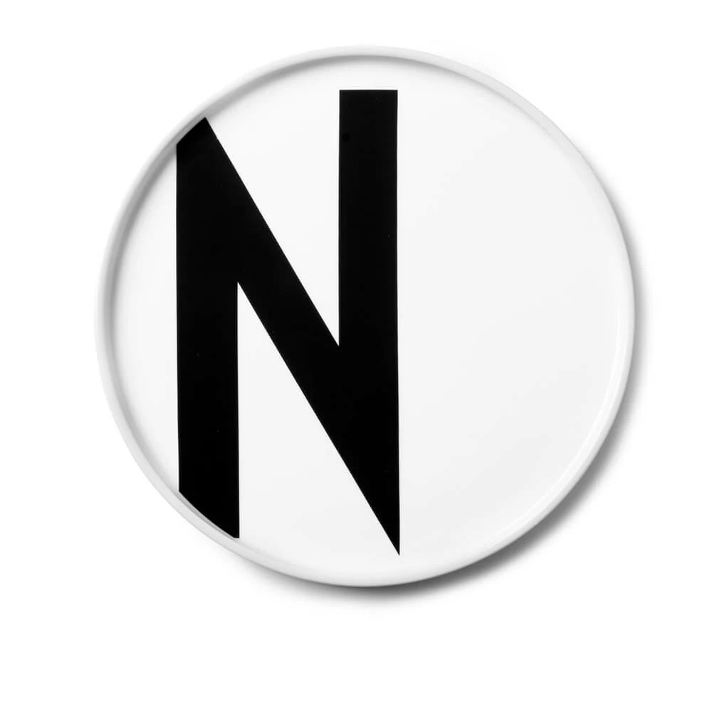 Design Letters White Porcelain Personal Plate with Letter N 1 Design Letters White Porcelain Personal Plate with Letter N