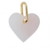 Design Letters Stone Heart Charm - 18k Gold - Pink Opal