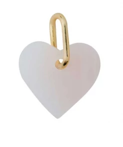 Design Letters Stone Heart Charm - 18k Gold - Pink Opal