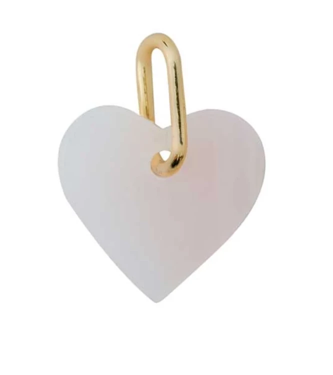 Design Letters Stone Heart Charm - 18k Gold - Pink Opal 1 Design Letters Stone Heart Charm - 18k Gold - Pink Opal