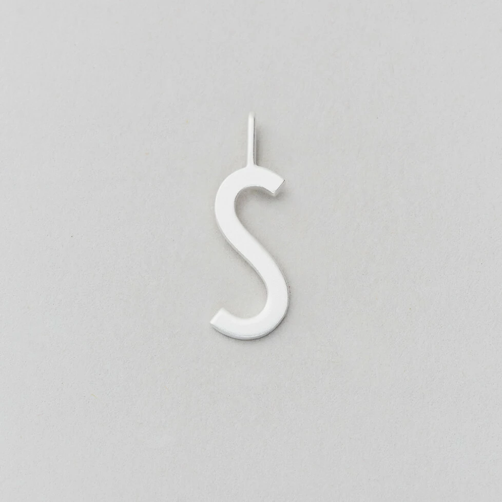 Design Letters 16mm Matt Silver Archetype Initial Charm 19 Design Letters 16mm Matt Silver Archetype Initial Charm
