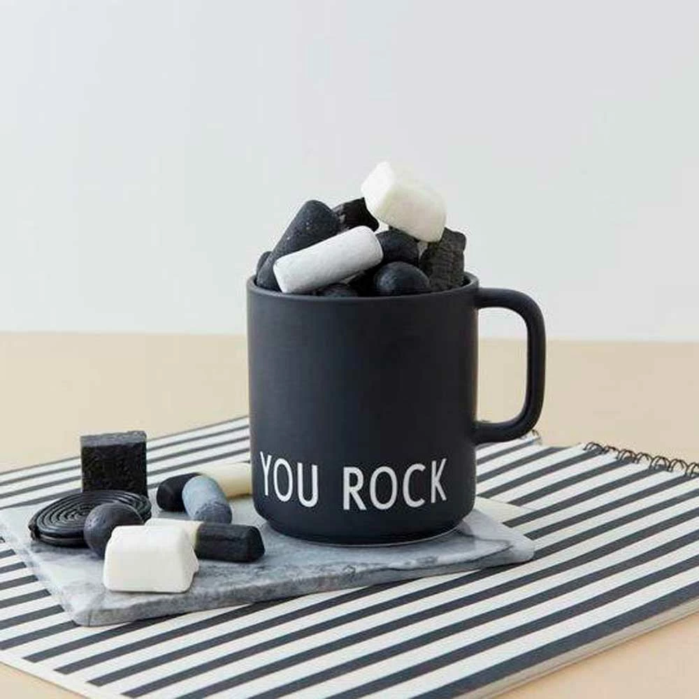 Design Letters Black Favourite Cup with Handle in You Rock Print 2 Design Letters Black Favourite Cup with Handle in You Rock Print