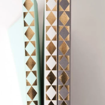 Ola A5 Gold Foil Diamond Spine Notebook - 3 Colours 1 Ola A5 Gold Foil Diamond Spine Notebook - 3 Colours