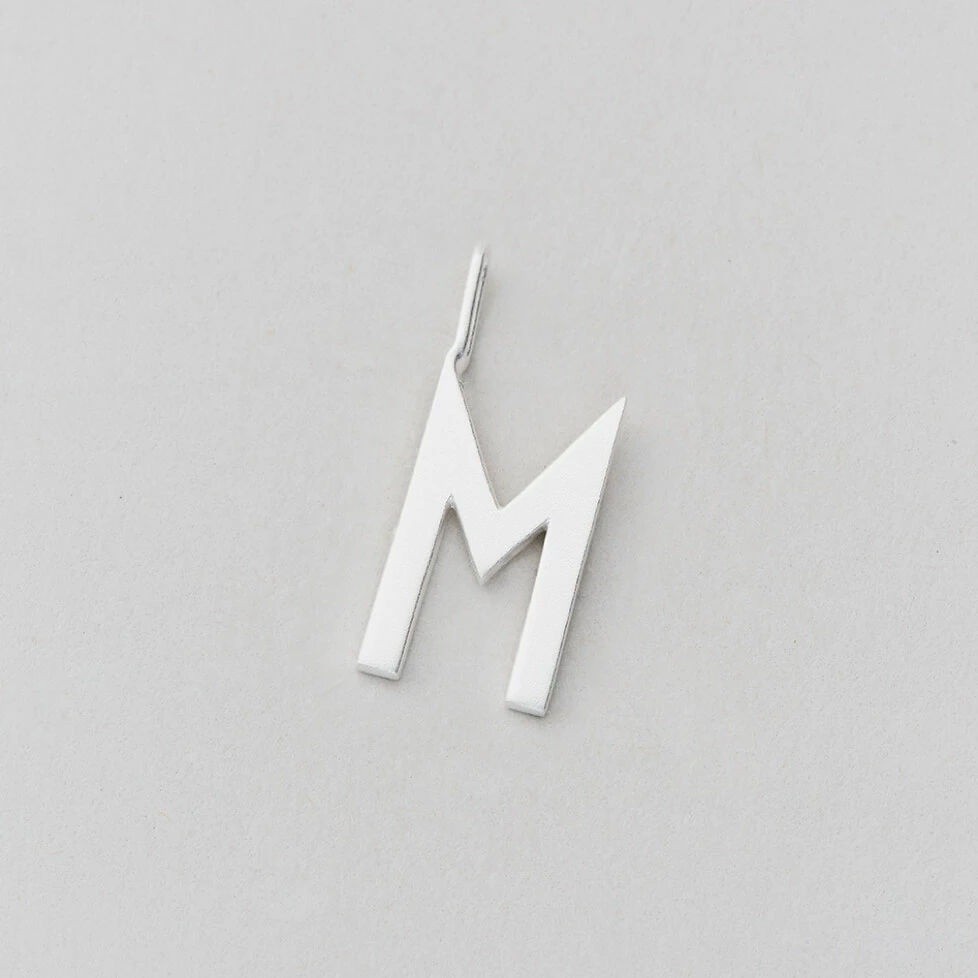 Design Letters 16mm Matt Silver Archetype Initial Charm 13 Design Letters 16mm Matt Silver Archetype Initial Charm
