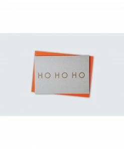 Ola Pack of 6 Festive Cards - HoHoHo Print Brass on Recycled Grey