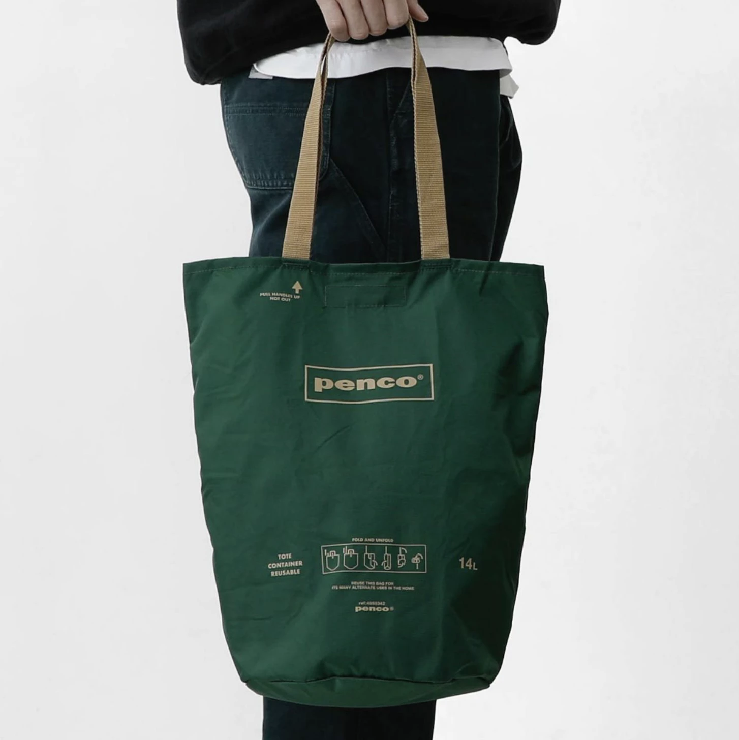 Hightide Penco Bucket Tote Bag in Dark Green 2 Hightide Penco Bucket Tote Bag in Dark Green