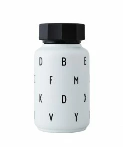 Design Letters Botella Térmica ABC con Pajita - Blanca