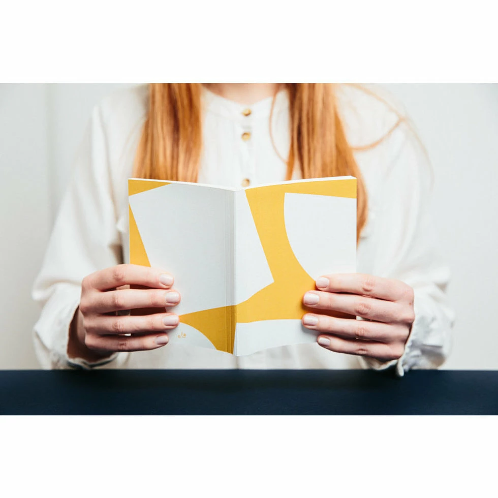 Ola Limited Edition Pocket Layflat Weekly Planner, Blocks Print in Mustard 4 Ola Limited Edition Pocket Layflat Weekly Planner, Blocks Print in Mustard